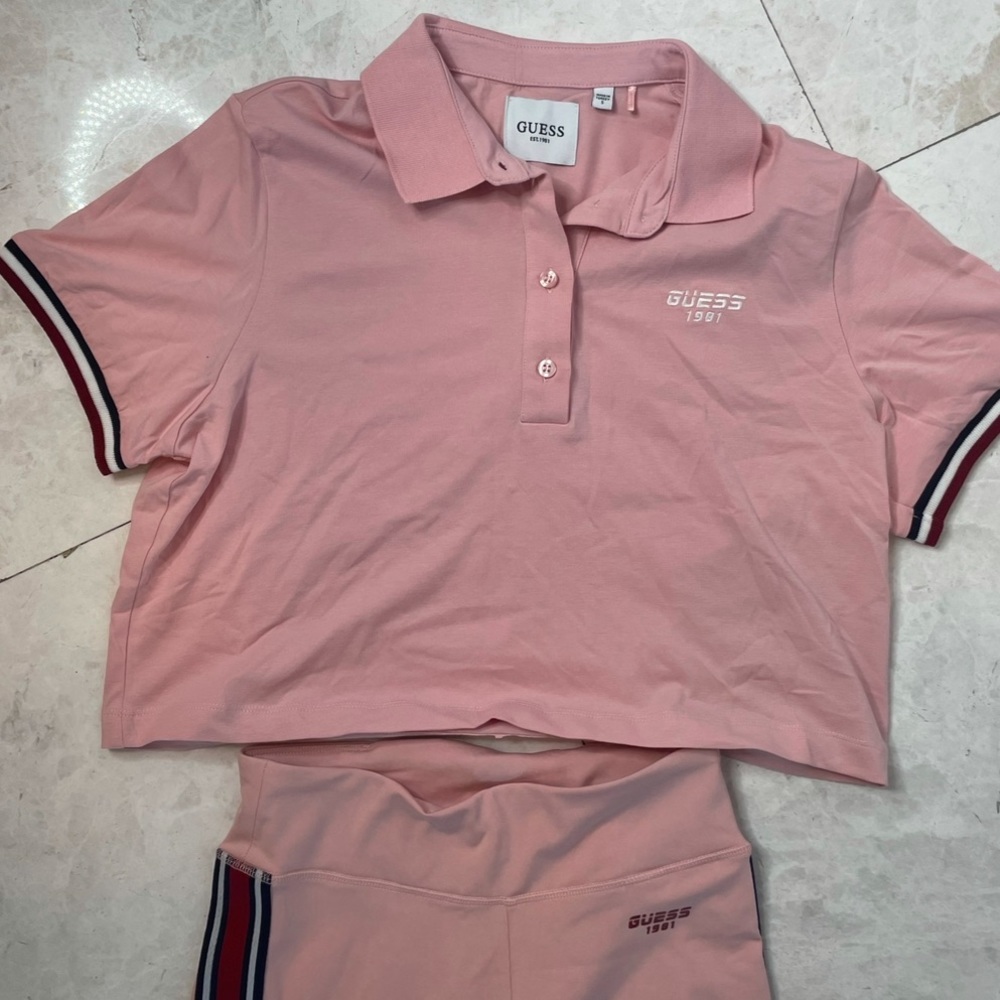 Guess athletic pants and collared top set